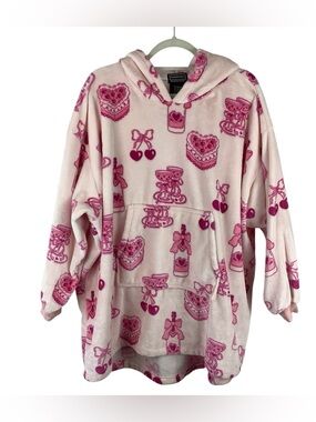 Throwzy by Marlo Lorenz Pink Oversized Hoodie Wearable Blanket
